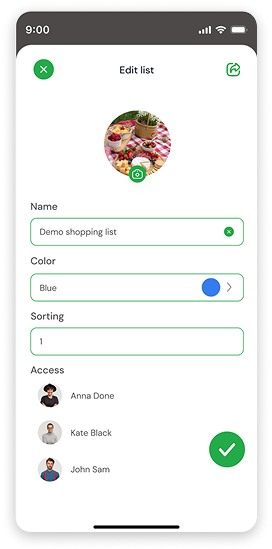 Visual Grocery app screenshot - add items to shopping list