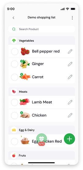 Visual Grocery app screenshot - organized grocery categories