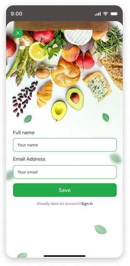 Visual Grocery app screenshot - shopping list with product images