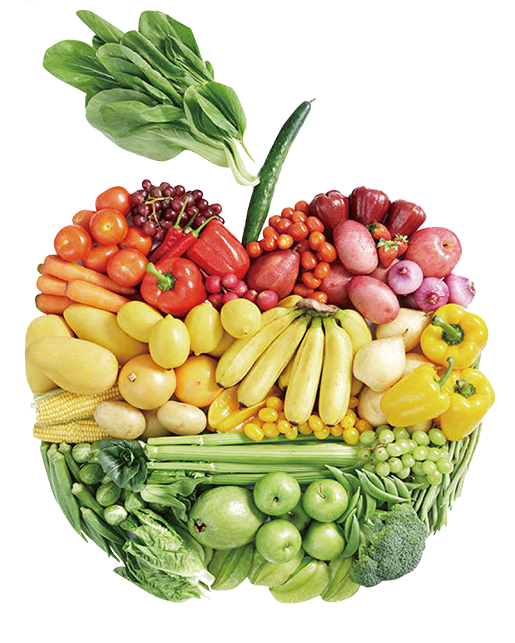 Fresh apple and vegetables for Visual Grocery app download page
