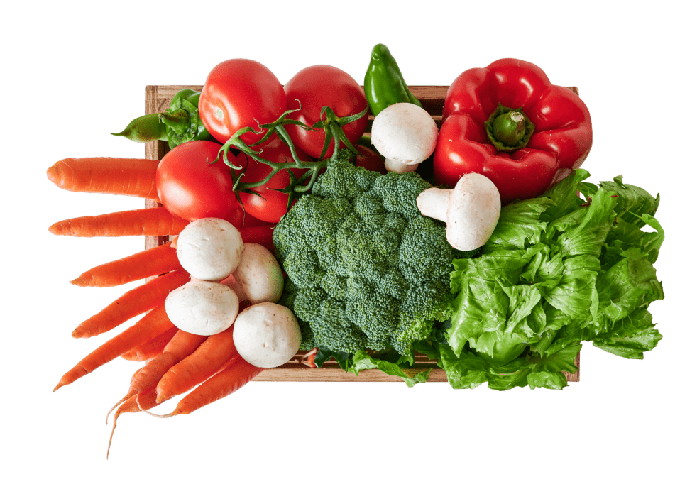 Visual Grocery app showing grocery shopping list with fresh vegetables and fruits